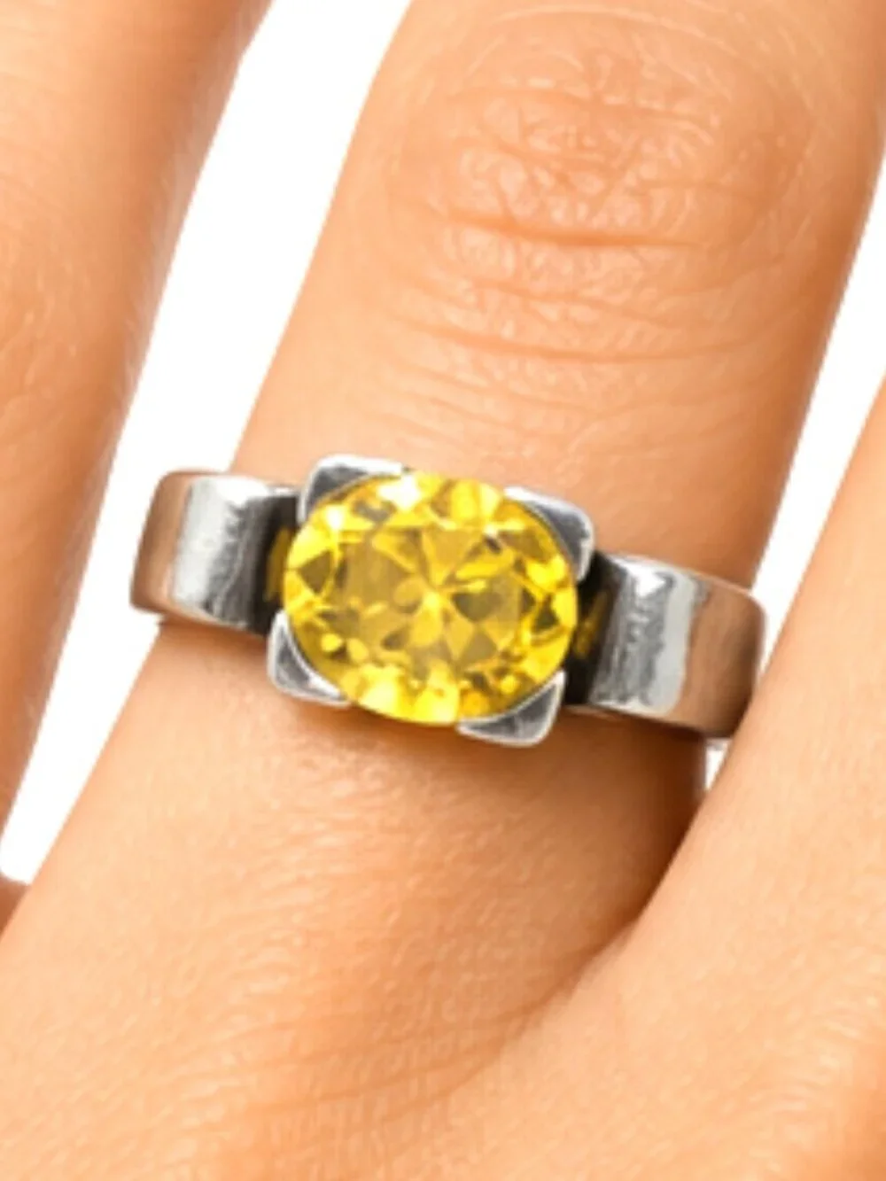 Folli Follie Yellow 0.52 Carats Yellow Gemstone Sterling 925 Ring (6.75)